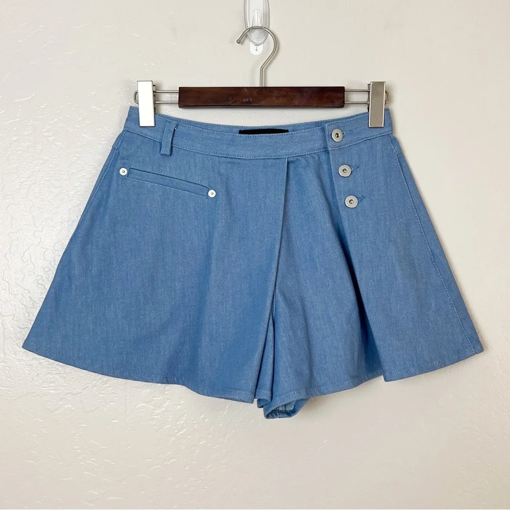 •THAKOON• High Waisted Wrapped Shorts/Skort in‎ Chambray Blue Size 2